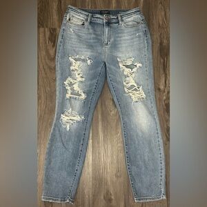 Women's Judy Boyfriend Fit Distressed Blue Stretch Jeans JB82170LT - Size 9/29
